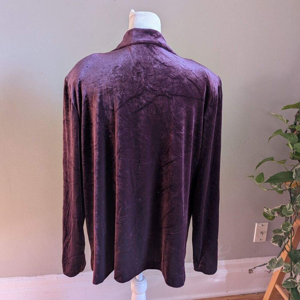 Vintage 90s K Studio Jacket Top Mixed Media Purple Velvet Paisley Whimsygoth 18 View 3